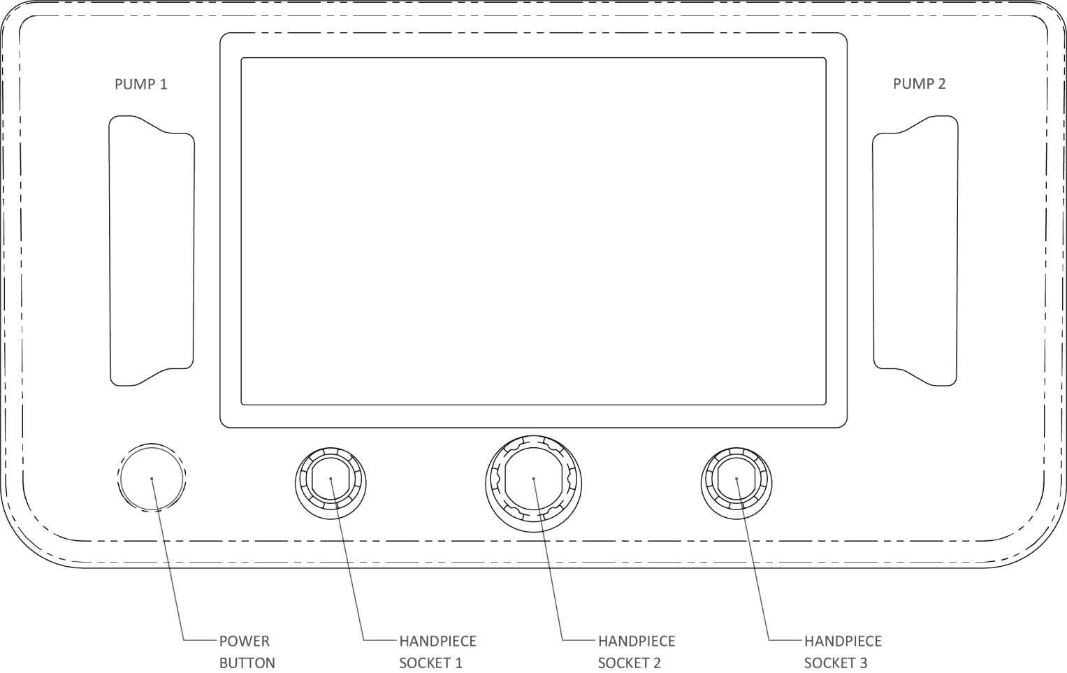 Links ein Diagramm, das das physische Design eines medizinischen Geräts zeigt, und rechts ein Auszug aus einer Tabelle mit Anforderungen an das GUI-Design.