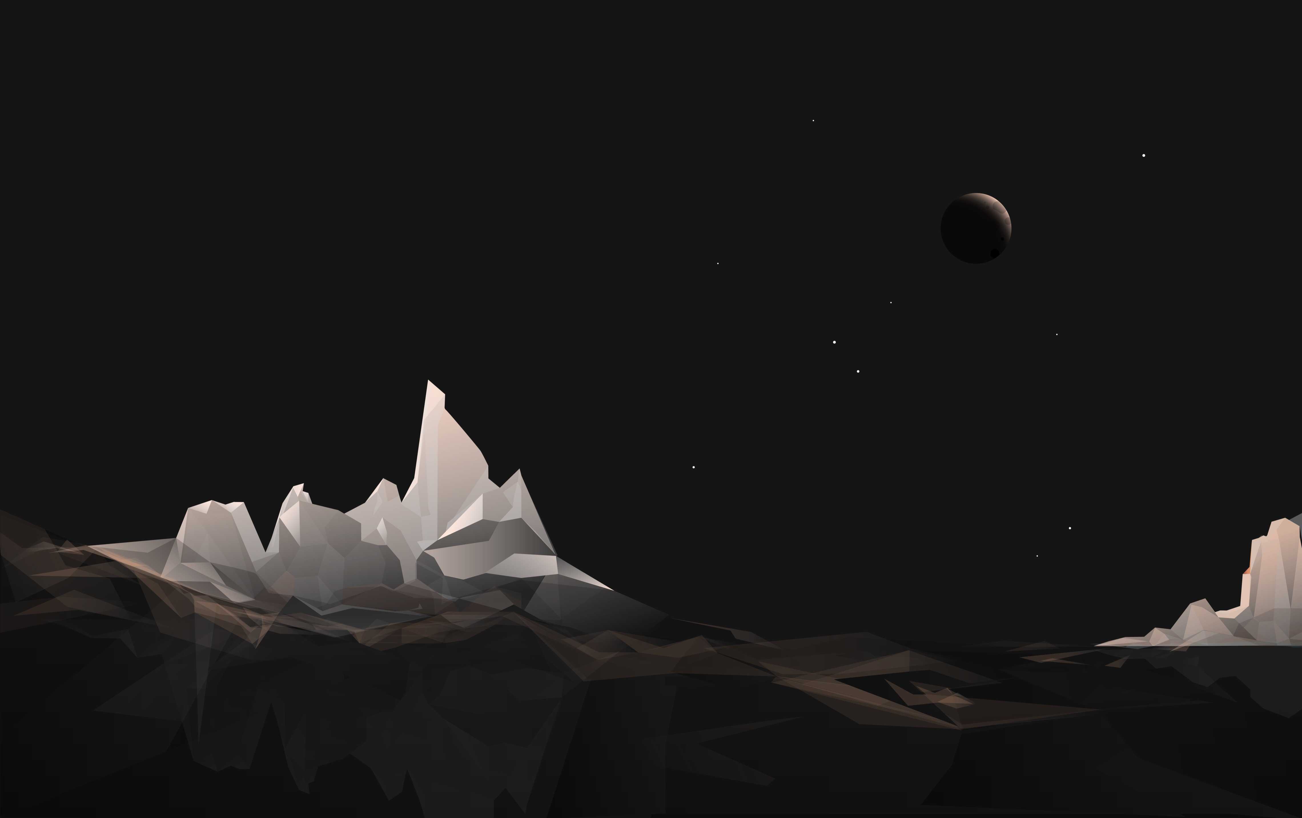Berg und Mond in der Nacht